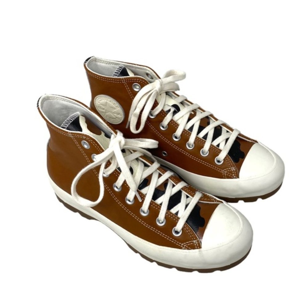 Converse Ctas Lugged Sneakers Casual For Women Brown Leather Custom A07982C-WWBC - Picture 3 of 8